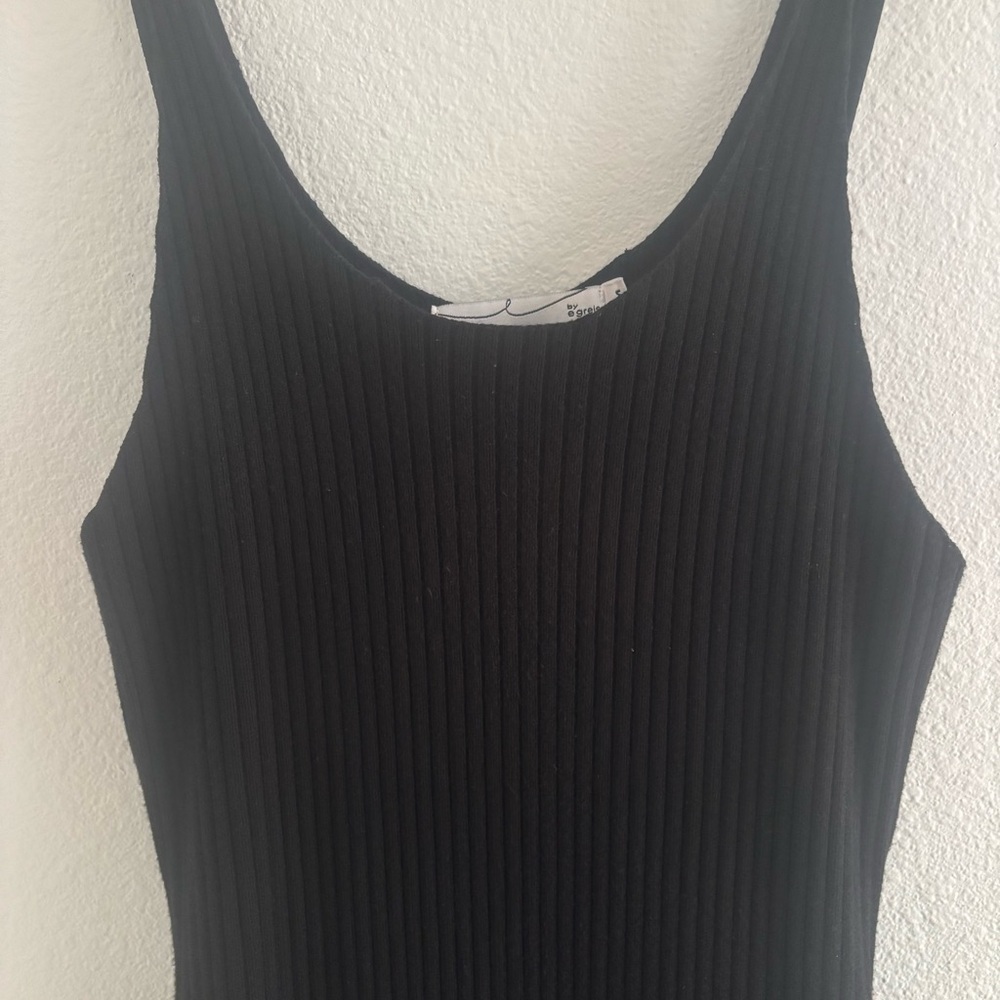 By Egreis “Laurie” Ribbed Bodycon Maxi Dress Black Power Mesh Lined Size M - Picture 4 of 12